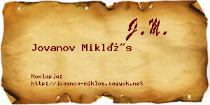 Jovanov Miklós névjegykártya